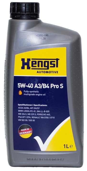 Моторное масло Hengst 5W-40 A3/B4 Pro S, 1л